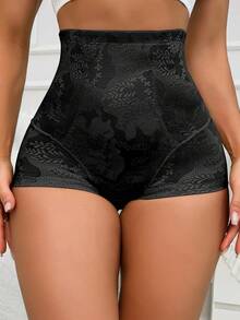 High Waisted Jacquard Shapewear Bottoms - Black - View 3
