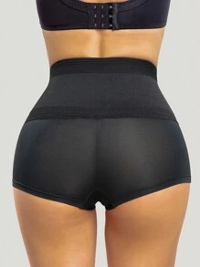 Women's High Stretch Black Plain Mini Shorts Casual Comfy Underwear - Black - View 2