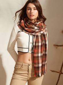 SHEIN VCAY Đúng mốt Và Ấm áp Khăn quàng cổ Đối với phụ nữ Thích hợp Cho mùa đông Sử dụng Thanh lịch - Cà phê nâu - Xem 1