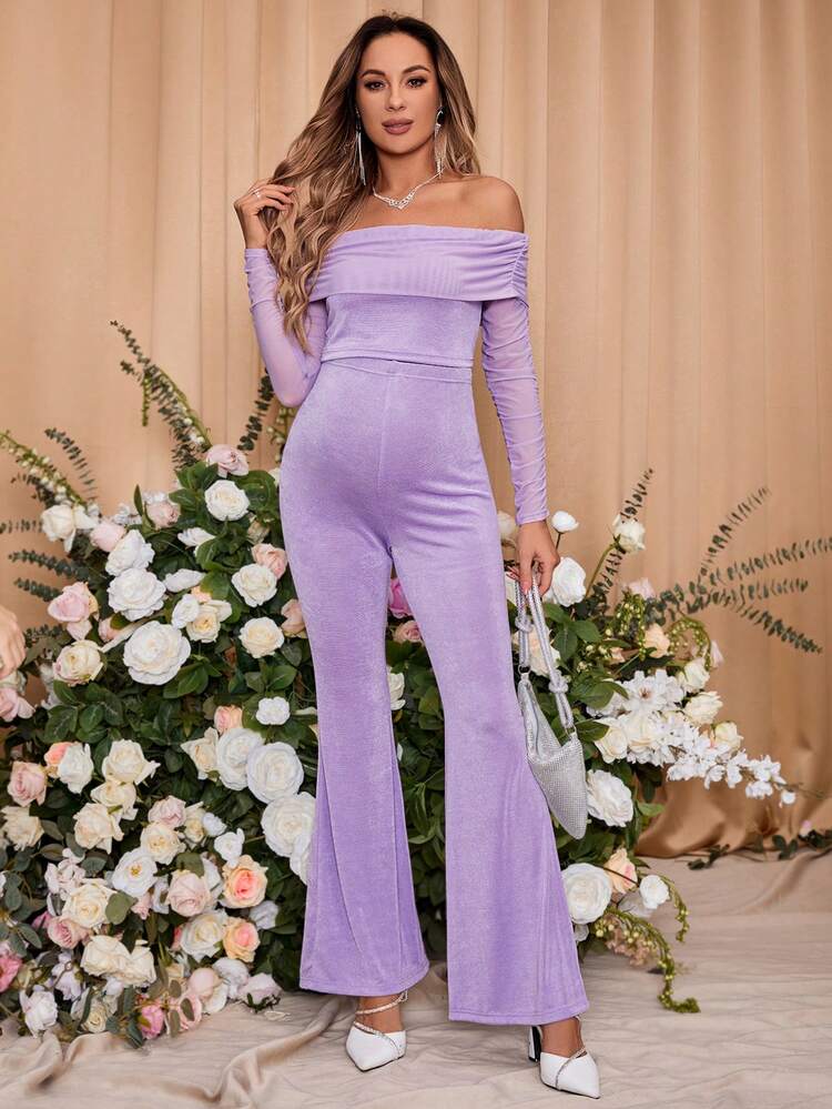 Maternity Solid Off Shoulder Two-Piece Set