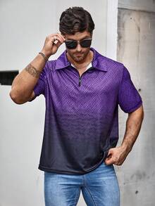 Manfinity Homme Men's Plus Size Gradient Polo Shirt - Purple - View 7