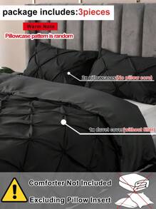 3pcs Black Floral Embossed Polyester Duvet Cover Set, Minimalist & Lightweight Microfiber Pillowcase & Duvet Cover Set, Suitable For Four Seasons - Black - View 4