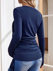 SHEIN T-shirt D'allaitement De Maternité Avec Plis, Coupe Slim