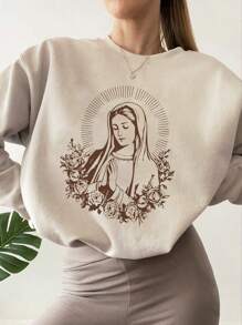 INAWLY Sudadera De Mujer Con Estampado De La Virgen María