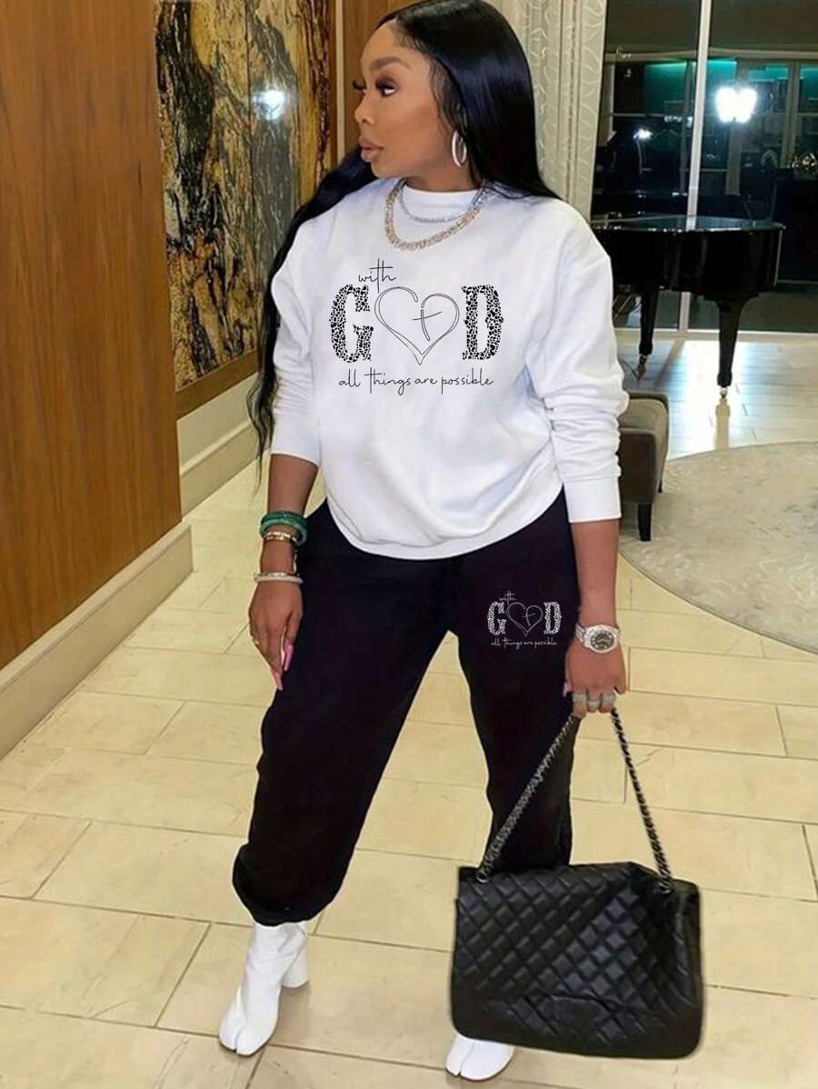 CA Graphic Drop Shoulder Sweatshirt & Sweatpants