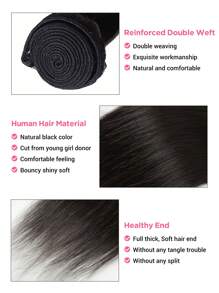 1pc Straight Natural Black Human Hair Bundle 150% Density Bundles For Women - Natural Black - View 6