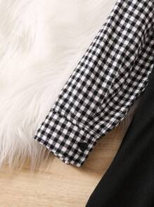 SHEIN 小女孩格紋彼得潘襯領連身裙 - 彩色 - 查看 6