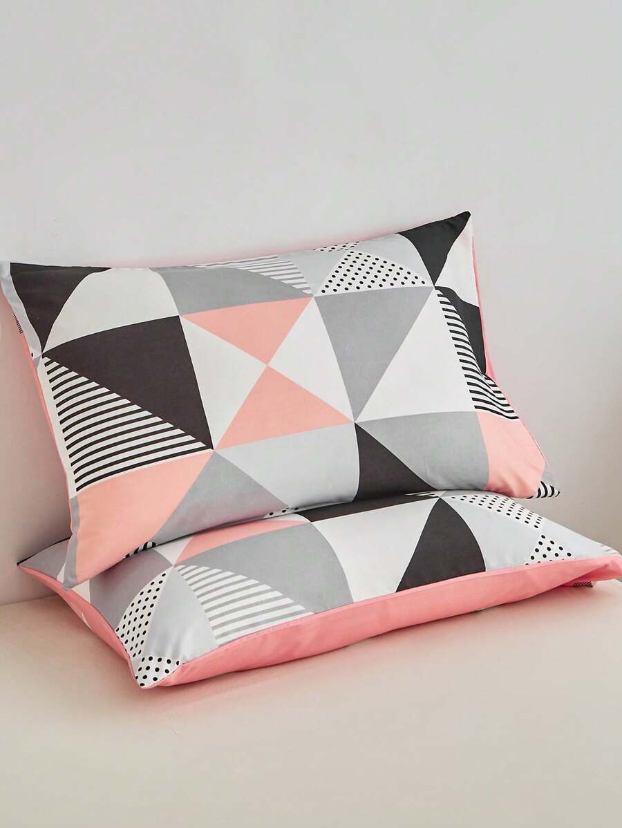 2pcs Imprint Polyester Printed Pillowcase - Multicolor - View 1