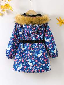 SHEIN 幼兒女童拼接雙面外套連腰帶 - 彩色 - 查看 5