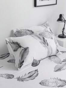 3pcs/set Feather Pattern Duvet Cover Set Without Filler, Modern Polyester Duvet Cover Set (1pc Comforter Cover, 2pcs Pillowcase) For All Season - Black and White - View 7