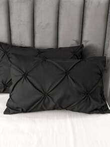 3pcs Black Floral Embossed Polyester Duvet Cover Set, Minimalist & Lightweight Microfiber Pillowcase & Duvet Cover Set, Suitable For Four Seasons - Black - View 6