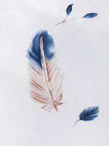 2入組水彩羽毛印花滌綸枕套合適適用於四季 - 彩色 - 查看 6