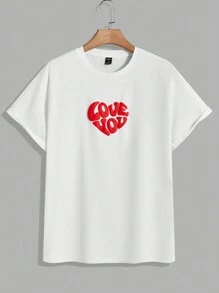 Manfinity VCAY 男款字母印花圓領短袖休閒t恤 - 白色 - 查看 4