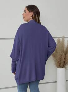 Franclia Women's Plus Size Solid Color Lace Knitted Cardigan With Patchwork