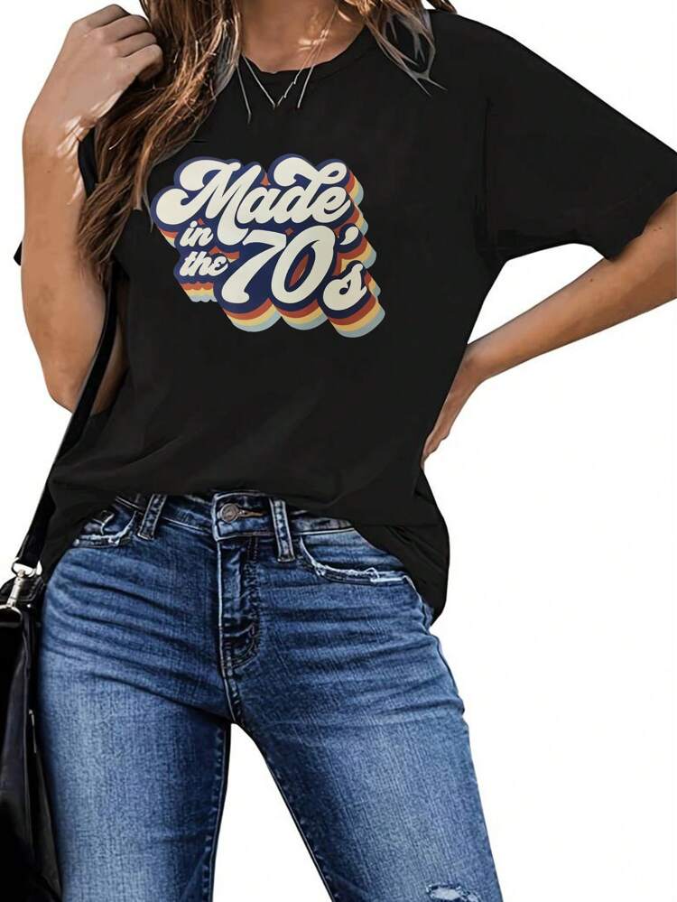 Comfortable Women's Short Sleeve T-Shirt Casual Loose Fashion Art Letter Dandelion Print Women's T-Shirt Graphic Tees Women Tops