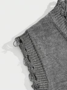 ROMWE MEN Goth Nam Hình đầu lâu Áo len vest - Xám - Xem 3