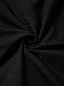 SHEINNeu 女士開衩及褶皺短款上衣 - 黑色 - 查看 8