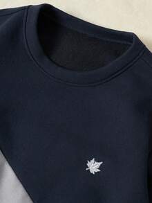 RueChic Men's Fleece Lined Crewneck Sweatshirt With Color Blocking Design - Multicolor - View 7