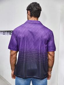 Manfinity Homme Men's Plus Size Gradient Polo Shirt - Purple - View 2