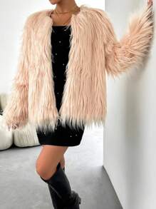 SHEIN Privé 時尚純色開襟外套 - 彩色 - 查看 5