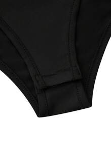 SHEIN LUNE Của phụ nữ Kích thước lớn Đứng cổ áo Lưới Nối Áo liền quần chặt - màu đen - Xem 3