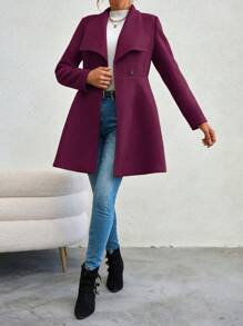 SHEIN Clasi Abrigo de mujer con frente doble botonadura y cuello de solapa grande