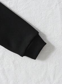 Baby Girls' Pigeon & Letter Printed Round Neck Sweatshirt - Black - View 6