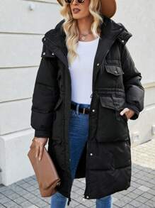 SHEIN LUNE Abrigo con capucha y relleno para el invierno