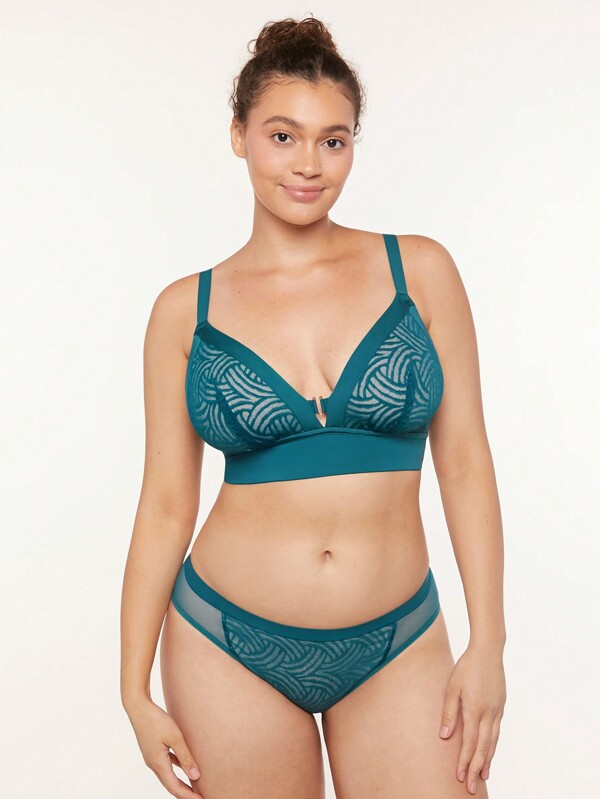 LUVLETTE Lencería navideña Lounge Curve Sujetador sin aros sin forro de encaje elegante Bralette Verde Minimizador de sujetador Comodidad imprescindible