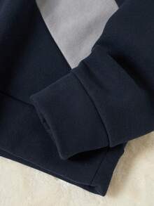 RueChic Men's Fleece Lined Crewneck Sweatshirt With Color Blocking Design - Multicolor - View 3