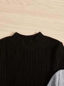 SHEIN Cô gái Tween Dệt kim Màu thuần Đứng cổ áo Áo liền quần chặt ( 2 Miếng ) Bộ - Nhiều màu - Xem 4