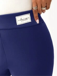 Chiquease 女士字母拼接緊身褲 - 藏蓝色 - 查看 6