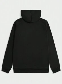 ROMWE MEN Street Life 男士連帽衫,具有心形印花 - 黑色 - 查看 2