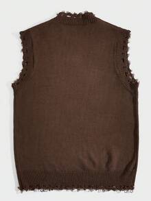 ROMWE MEN Goth 男士骷髏印花毛衣背心 - 咖啡棕 - 查看 2