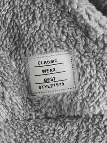 SHEIN Con trai Giải trí Một miếng Tai Sang trọng Áo nỉ có mũ - Xám - Xem 3