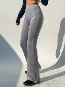 DAZY Màu thuần Quần ống loe - Xám - Xem 1