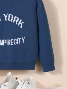 SHEIN Con trai Lá thư In áo có mũ Áo len - Nhiều màu - Xem 4