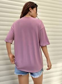 SHEIN Unity Ladies' Western Cowboy Boot Printed T-shirt - Purple - View 2