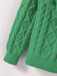 SHEIN Stylish Twisted Rope & Double Layered Ruffle Hem Sweater For Toddler Girls - Green - View 3