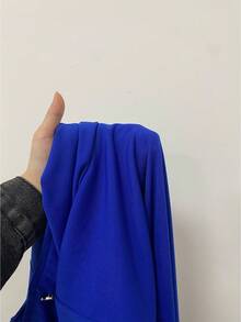 Women's Plus Size Elegant Slim Fit Distinctive Double-Breasted Long Pants - 藍色 - 查看 3