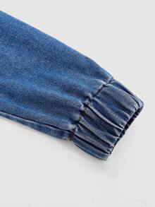 SHEIN MOD Của phụ nữ Mặt trước Nút Áo khoác denim - Rửa trung bình - Xem 4