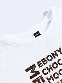 INAWLY 女士字母印花下垂肩毛絨衫 - 白色 - 查看 3