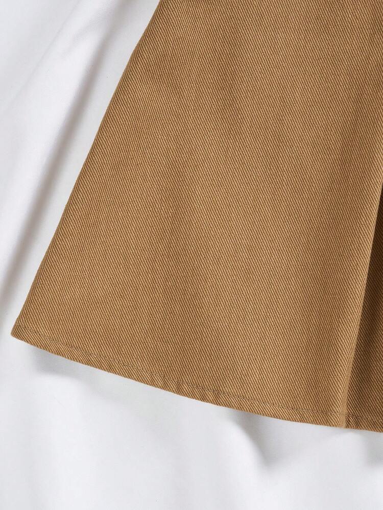 Embroidery Butterfly Pattern Lace Up Front Fold Pleated Detail Skirt