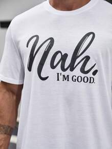 Manfinity Homme Men's Plus Size Slogan Printed T-shirt - White - View 5