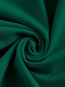 SHEIN EZwear Knitted Bodycon Drawstring Crop Top And Skirt Set - Dark Green - View 4