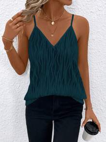 SHEIN Clasi Textured Fabric Camisole Top For Summer - Blue - View 3