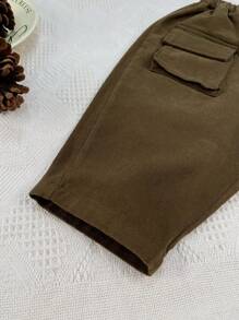 Young Boy Elastic Waist Cargo Pants - Brown - View 6
