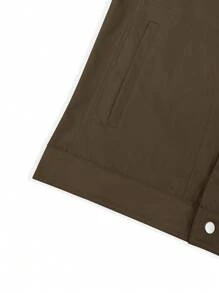 Manfinity Men's Solid Color Turn-down Collar Jacket - Coffee Brown - View 5
