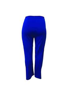 Women's Plus Size Elegant Slim Fit Distinctive Double-Breasted Long Pants - 藍色 - 查看 2