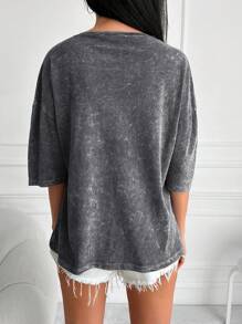 RueChic Letter Graphic Drop Shoulder Tee